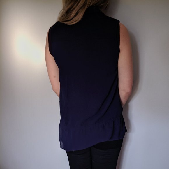Dark blue chiffon blouse - Picture 2 of 2